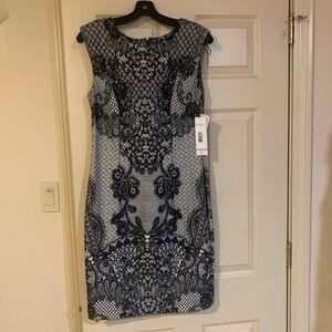 NWT Cheta B Black/White Print Sleeveless Dress sz 6